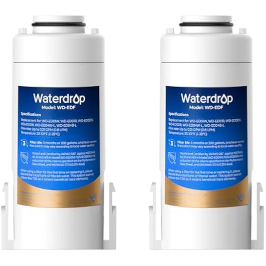 Waterdrop WD-EDF Replacement Filters for Waterdrop Instant Water Filter Jug, WD-ED01, WD-ED02, WD-ED04, Last Up to 3 Months or 757 litres (Pack of 2)