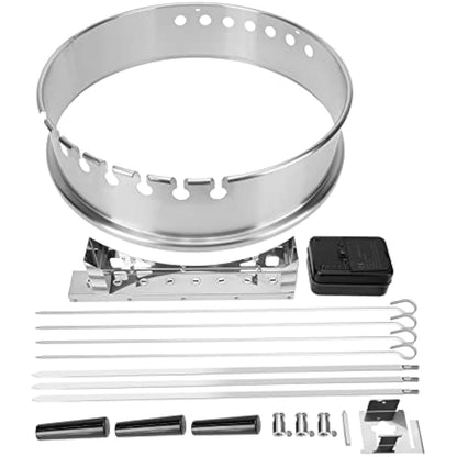 onlyfire BRK-6072 Rotisserie Kebab Skewer BBQ Kit Stainless Steel with Electric Battery Motor Fits Weber 57CM Charcoal Kettle Grill