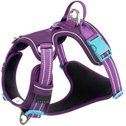 WINHYEPET True Love No-Pull Dog Harness,Adjustable Outdoor Vest Reflective Nylon Soft Pet Harness Dog Suitable Small Medium Large Breeds TLH5654(Purple,M)