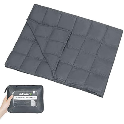 4Monster Camping Blanket Packable, Camping Quilt, Insulated Blanket Hammock Quilt, Camping Blanket for Cold Weather, Picnic, Hiking, Airplane, Travel, Beach, Stadium, Outdoor Gear, Grey, XL