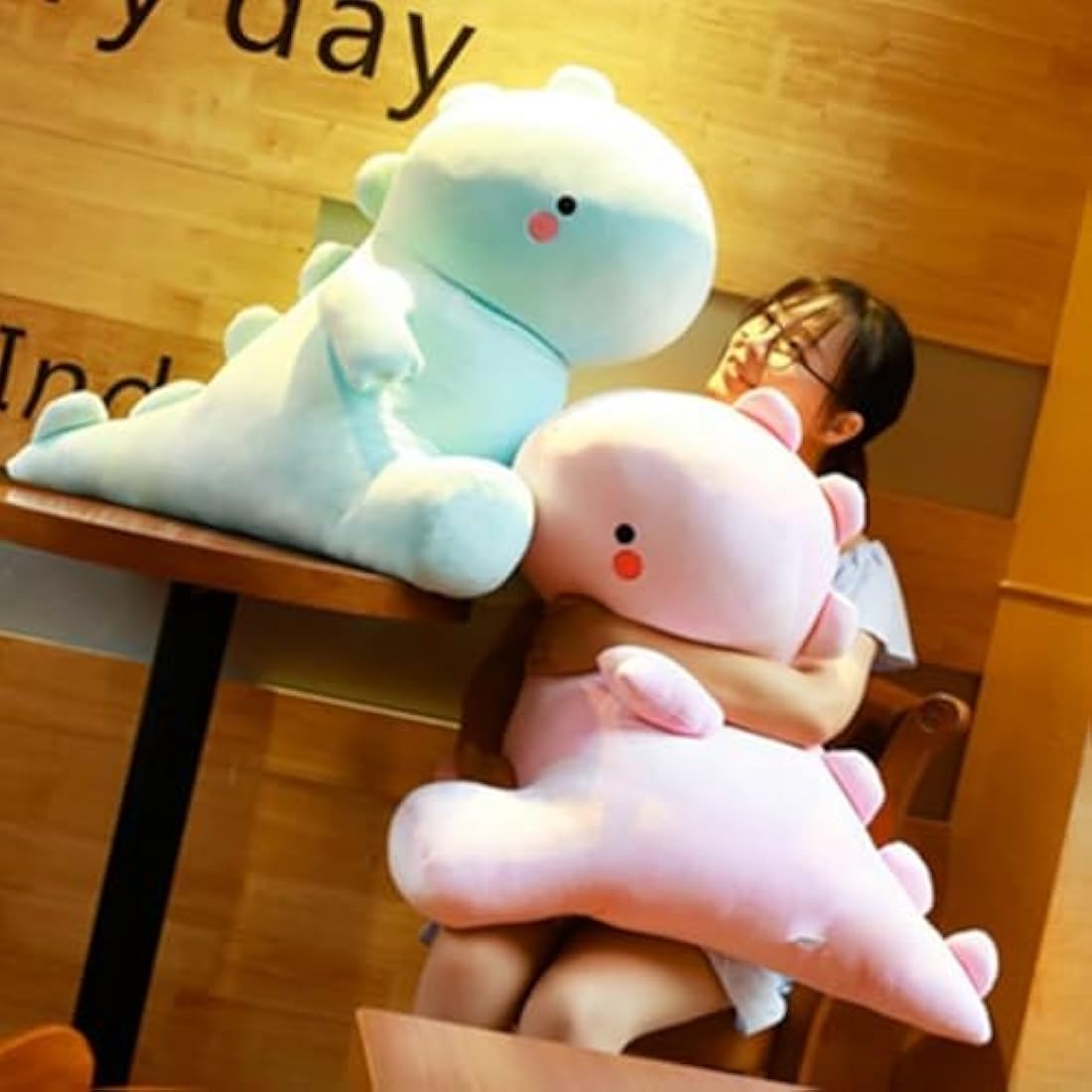 OUKEYI Cute Dinosaur Plush Toys,kawaii plush animal dolls, Plush Stuffed Animal Dino Hugging Pillow Soft, Birthday Gifts for Kids Girls Boys (pink)