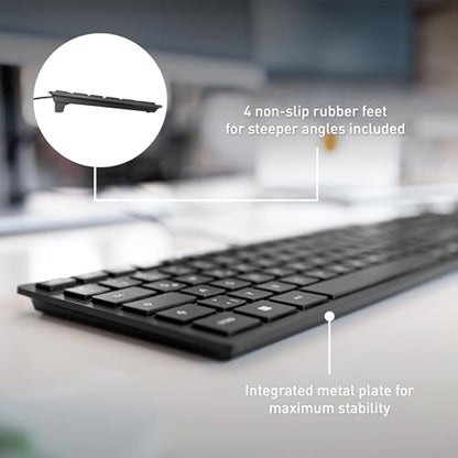 CHERRY KC 6000 SLIM, Ultra-Flat Design Keyboard, German Layout (QWERTZ), Wired (USB-A Connection), Quiet, Durable Key Labelling, Black