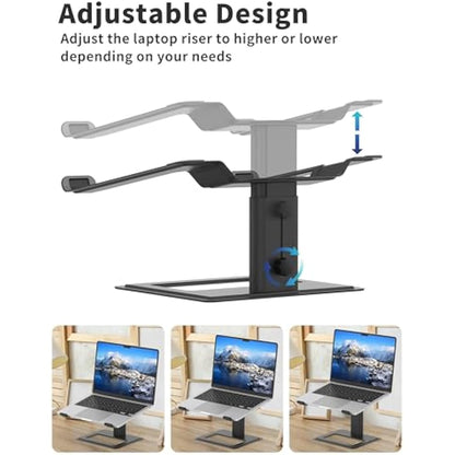 SOUNDANCE Adjustable Laptop Stand for Desk, Computer Stand, Ergonomic Laptop Riser Holder Compatible with 10 to 17.3 Inches Notebook PC Computer, BLACK