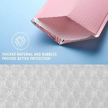 Switory 25Pcs Poly Bubble Mailers Padded Envelopes Bulk Bubble Lined Wrap Polymailer Bags for Shipping/Packaging/Mailing Self Seal, Pale Pink (Inside Size: 26.7x38cm)