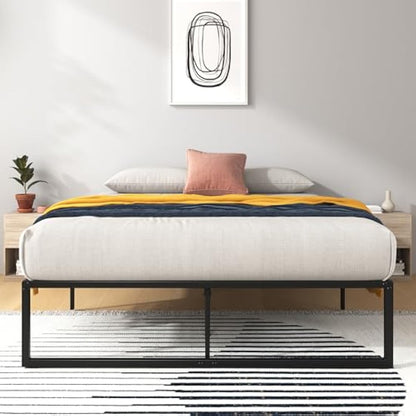 Zinus Lorelai King size Bed frame - Bed 150x200 cm - 36 cm Height with Underbed storage - Metal Platform Bed frame with Steel slat support - Black