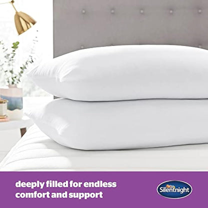 Silentnight Deep Sleep Pillows 2 Pack – Medium Support Comfortable Hollowfibre Bed for Front, Back and Side Sleepers Machine Washable Hypoallergenic of Standard Size, White