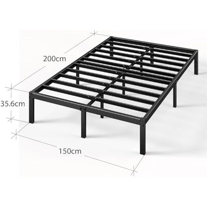Zinus Elias King size Bed frame - Bed 150 x 200 cm - 36cm Height - Metal Bed frame with underbed storage and steel slat support - Black