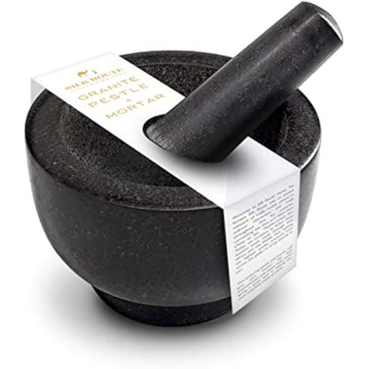 Silk Route Home Granite Pestle & Mortar with Base, Kitchen Tool for Muddling & Grinding Spices, Herbs, Nuts & More