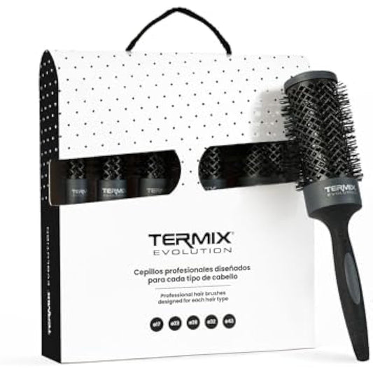 Pack Termix Evolution Plus - Hairbrushes for thick hair with Ionized bristles for thick and difficult to manage hair- It includes 5 diametres Ø 17, 23, 28, 32 y 43 mm