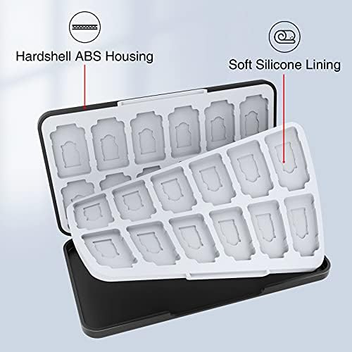 HEIYING Game Card Case for Nintendo Switch 2/ Switch OLED / Lite,Portable Black Switch 2 Game Holder with 24 Game Card Slots and 24 Micro SD Cards Slots