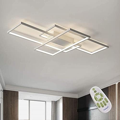 ASDMD LED Ceiling Light, 65W Modern Dimmable Ceiling Lighting, Square Ceiling Lamp with Remote Control for Living Room Dining Room Bedroom, 2700-6500K Close to Ceiling Light Fixture (White, 105CM)