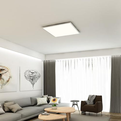 Briloner Leuchten 7192-016 - LED Ceiling lamp Panel, LED lamp, Living Room lamp, Ceiling Light, Ceiling Spotlight, 38W, Square, White 59.5 cm