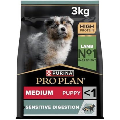 PRO PLAN Sensitive Digestion Medium Puppy Dry Dog Food Lamb 3kg, For Neutered Dogs