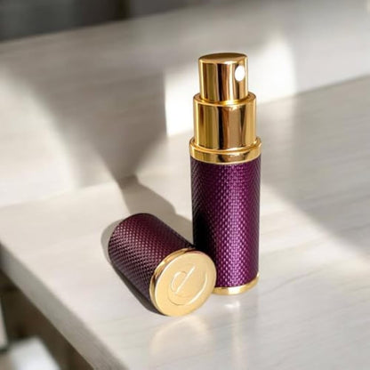 The Essential Atomizer Co. Patina 10ml refillable perfume atomiser with Gift Box. for handbag & travel. (PURPLE)