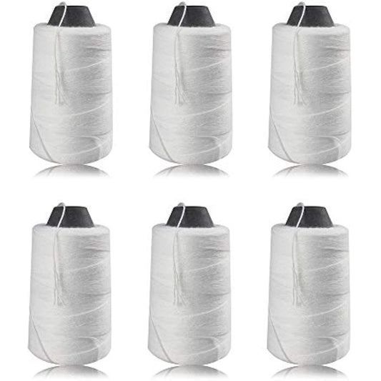 Fayelong White Sewing Thread 6 Cones 450 Metres Craft Materials for Bag Sealing Machine Sewing Machine