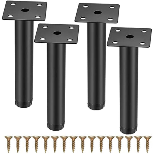 Fulushouxi 4 Pcs Furniture Legs, 5.9"/15cm Adjustable Furniture Support Feet, Metal Sofa Replacement Support Feet Legs for Sofa Table Chair Desk Kitchen Cupboard Cabinets Legs Feet (15CM)