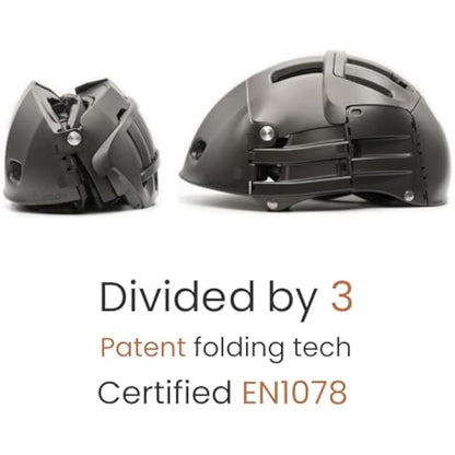 Overade Innovation - Plixi Folding Helmet for Bikes, Scooters, Rollerblades. CE EN1078 Certified, Protects Like a Conventional Helmet. Volume Divided by 3. With 2 Sizes.