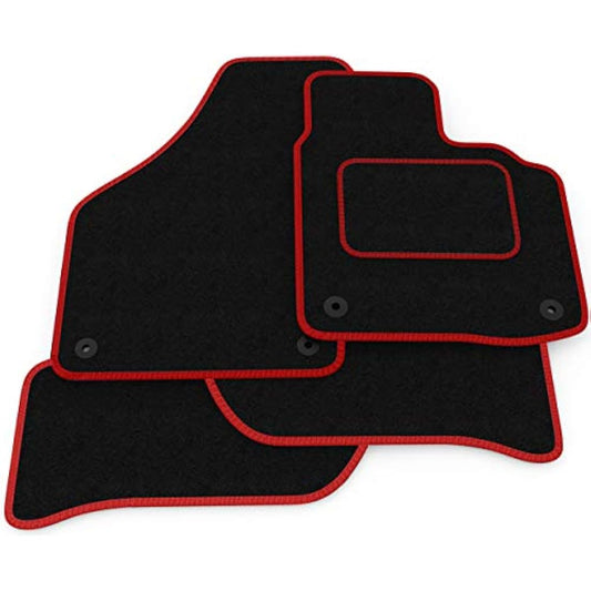 (Q17:CT65) 4 Piece Audi (2013-2018) A3 Vehicle Specific Car Mat Set Black Carpet Red Trim