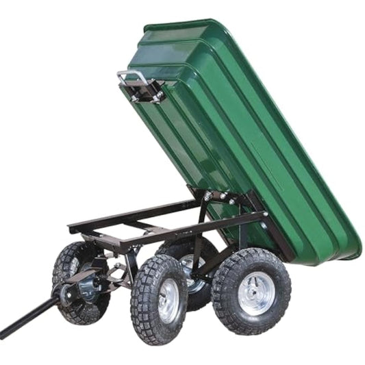 WERKA PRO Garden Trailer Trolley 52 litres, Alloy Steel, Green