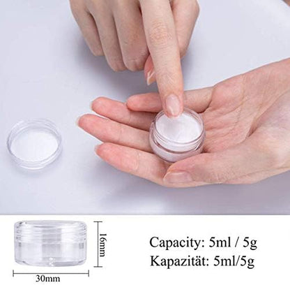 MELLIEX 60 Pieces Empty Sample Pots, 5g / 5ml Clear Plastic Travel Cosmetic Container Jars for Creams, Sample, Make-Up Storage