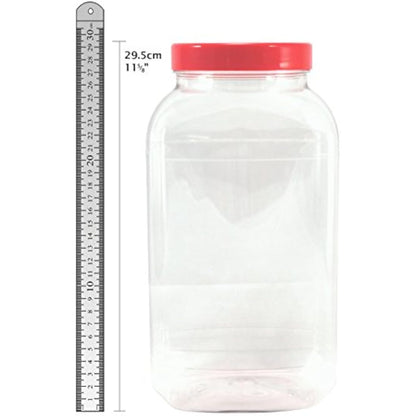 Pack of 10 Large Empty Clear Plastic Jars with Screw lids for Sweets by Britten & James®. Sweetshop Style 4.5litre Capacity. Great for Parties, Weddings, Kitchen Food Storage, Flour, Cereals, Pasta.