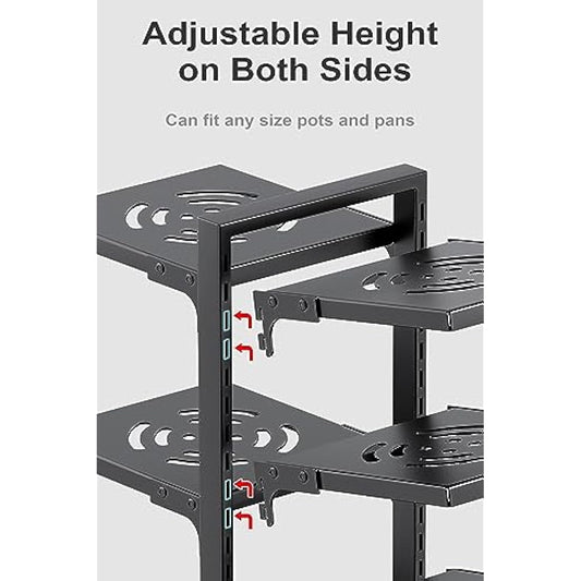 YANYYGu Pots and Pans Organizer for Cabinet, Heavy Duty Pot Pan Rack under Sink Organizers and Storage，Kitchen Cabinet Organizer with 7 Adjustable Tiers