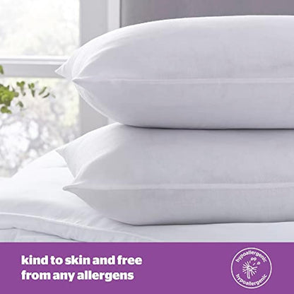 Silentnight Deep Sleep Pillows 2 Pack – Medium Support Comfortable Hollowfibre Bed for Front, Back and Side Sleepers Machine Washable Hypoallergenic of Standard Size, White