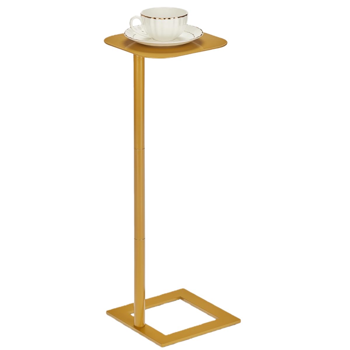 ZEXVIDA Modern Stable C Table End Table, 23.4" Tall, Square, Gold