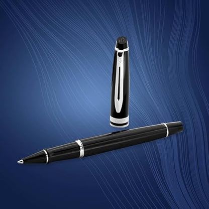 Waterman Expert Rollerball Pen | Gloss Black with Chrome Trim | Fine Point | Black Ink | Gift Box