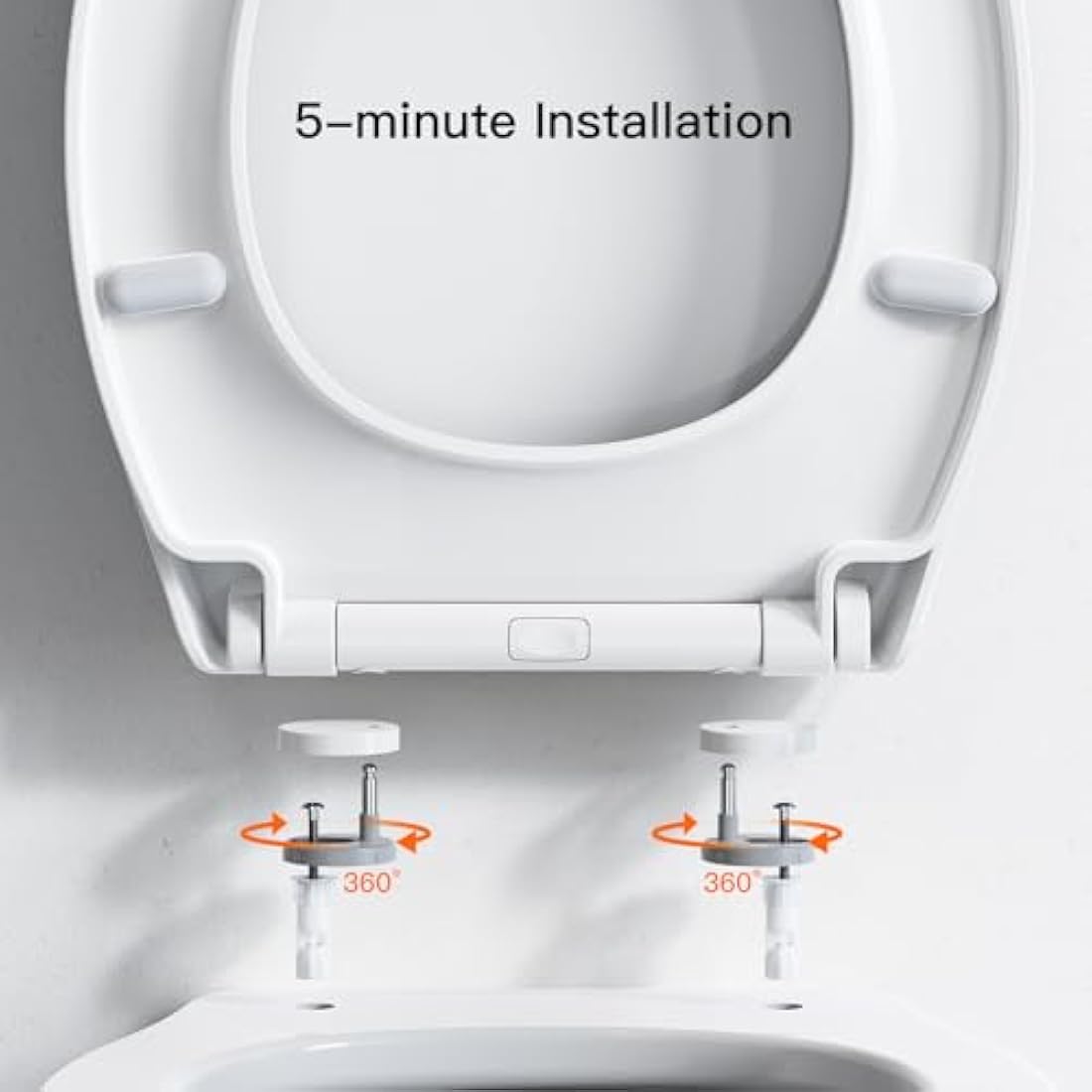 Pipishell Soft Close Toilet Seat, Toilet Seat with Quick Release for Easy Clean, Simple Top Fixing, Standard Toilet Seats White with Adjustable Hinges, O Shape
