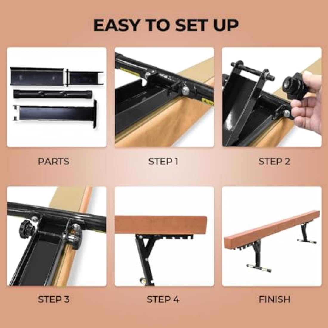 SportBob Gymnastics Beam 8ft High and Low Floor Balance Beam with 5 heights Adjustable, Gymnastics Balance Beam for Kids Children Girls Training, Home Gym Equipment for All Gymnastic