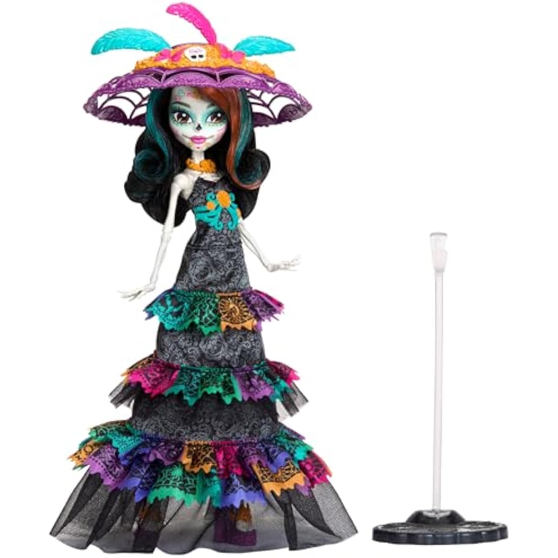 Monster High Doll, Skelita Calaveras Día De Muertos 2024 Howliday Collectible with La Catrina Hat, Papel Picado Dress, and Displayable Packaging, HXH99