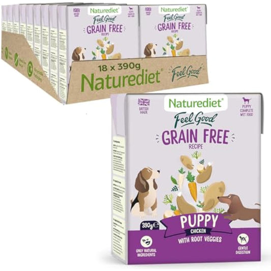 Naturediet - Grain Free Wet Dog Food, Natural and Nutritionally Balanced, Grain Free, Puppy, 390g (Pack of 18)
