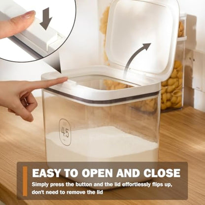 ZgoEC Rice Storage Container Airtight 4.5 L+2.8 L, Flour Container for Storage with Measuring Cup, Grain Container, Dry Food Storage Container, Plastic Cereal Dispenser for Kitchen Baking Flour