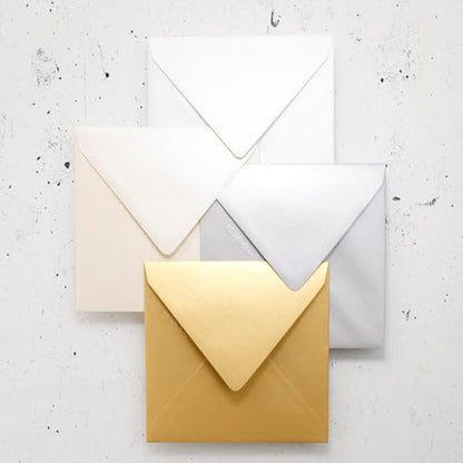 Clairefontaine - Ref 50078C - Pollen Iridescent Envelopes (Pack of 20) - 140 x 140mm in Size, 120gsm Paper, Suitable for Use with Inkjet or Laser Printers - Silver