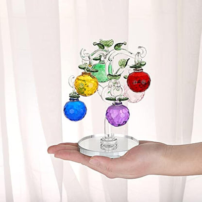 BTSKY Crystal Glass Apple Tree - Artificial Tree Figurine Ornament Table Decoration Feng Shui Crystal Apple Tree Decoration