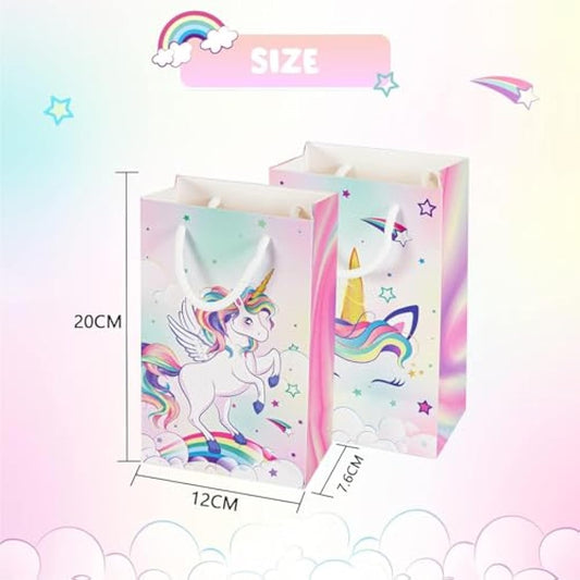 WERNNSAI Unicorn Gift Bags - 16PCS Rainbow Unicorn Party Favor Bags for Kids Girls Unicorn Birthday Party Supplies Unicorn Candy Goodie Bags with Handle for Baby Shower Decoration Gift Bags