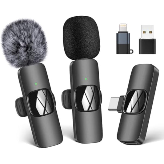 HMKCH Wireless Lavalier Microphone for iPhone - iPad, Android Phone,Computer, Mini Lapel Mic with Noise Reduction and crystal sound for Video Recording, Vlogging, TikTok, YouTube