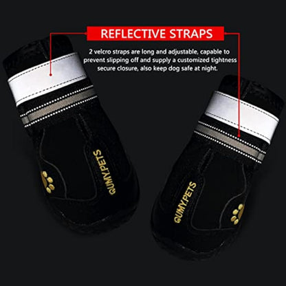 QUMY Dog Shoes for Large Dog, Medium Dogs Boots & Paw Protectors for Winter Snowy Day, Summer Hot Pavement, Waterproof in Rainy Weather, Outdoor Walking, Indoor Hardfloors Anti Slip Sole Black Size 3