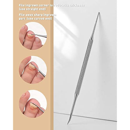 BEZOX Ingrown Toenail File(13.4cm) & Lifter Set(16.5cm)- Podiatrist Preferred Ingrown Toenail Treatment Tool