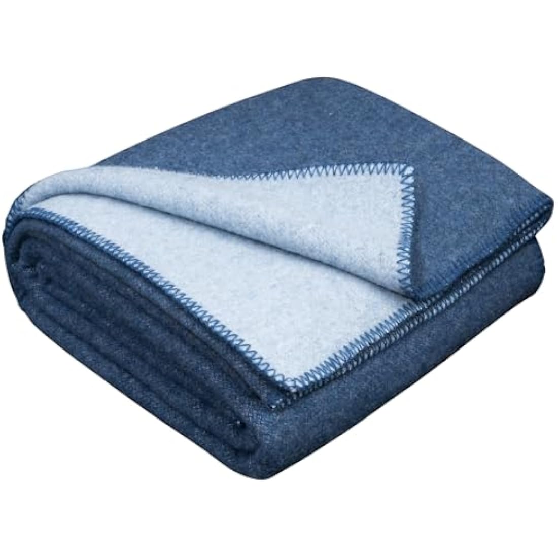 LYHome Travel Blanket - Extra Warm Picnic Throw, Bed Camping Outdoor Wool Blankets, Cozy Soft Throws, Military Army and Garden Outside Use (59x84 in | 150x215 cm | Light Blue - Blue Double-sided)