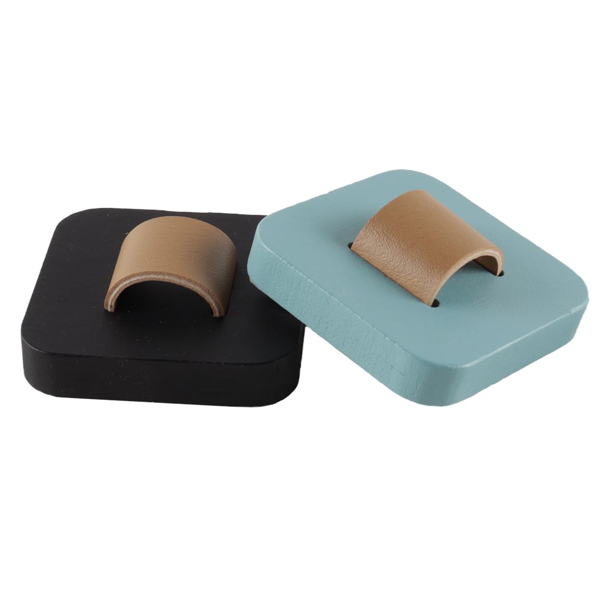 Enwye Wooden Wall Mounted Eyeglass Holder Set 4 Colors Brown Black White Blue 2.16 Inch Square Organizer for Home Office