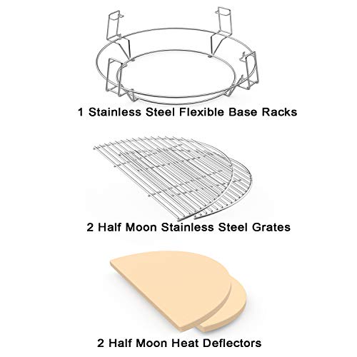 onlyfire BBQ Cooking Grate System Fits for 22.5" / 57cm Weber Kettle Grill and Other Similar Size Kettle Grills