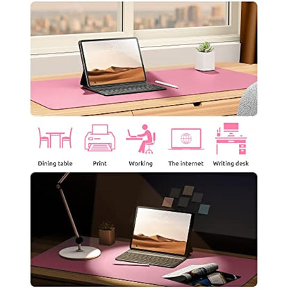 YSAGi Leather Desk Mat, Large Mouse Mat, Non-Slip Desk Pad, Waterproof PU Leather Table Protector Writing Pad for Office and Home (60 x 35 cm, Pink)