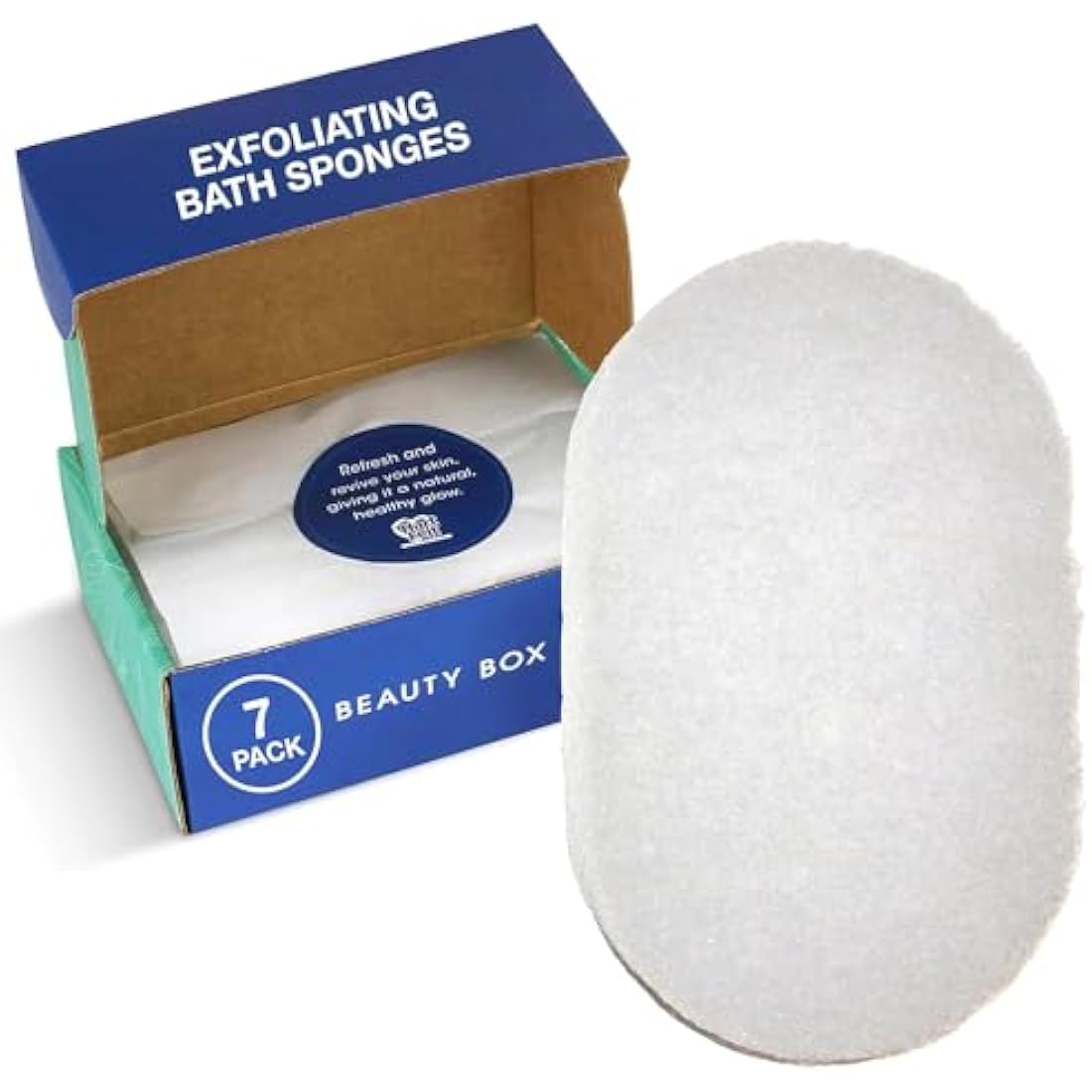 HartFelt Body Exfoliation Beauty Box with Body Scrub Super Soft Exfoliating Bath Sponge Set, Gentle Skin Exfoliator & Dead Skin Remover, Shower Sponges for Women & Men, Shower Scrubber, Gift Box, 7pk