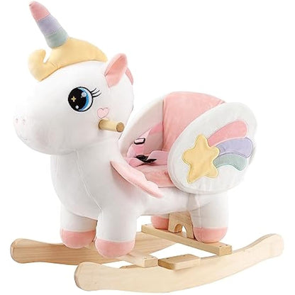 FUNLIO Unicorn Baby Rocking Horse, Rainbow Fairy Unicorn Rocking Horse for Toddlers 6 Months to 3 Years, Stuffed Ride-on Animal Rocker, Easy to Assemble, CE & CPC Certified