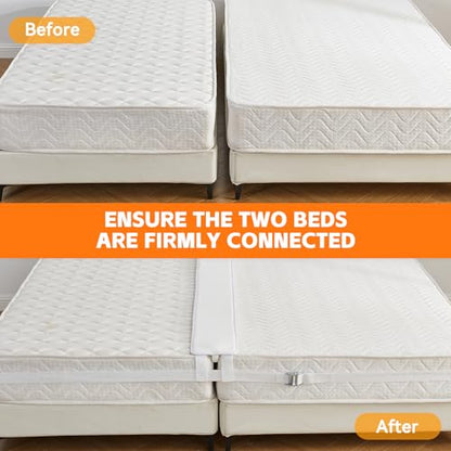 Qucover Bed Bridge Twin to King Converter Kit, Gap Filler Kit with Memory Foam, Comfortable Mattress Connector for Guest and Hotel, 200x20x8cm
