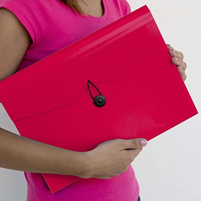 D.RECT | Expandable Expanding File | Document Organiser | Folders Expander for School - Office - Home | Expanding File Folders | Pockets Filing Box | 12 Compartments | Size: A4 | Colour: Red, 5580