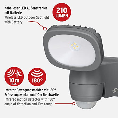 Brennenstuhl Battery LED Light LUFOS 200 with Infrared Motion Detector IP44 210lm