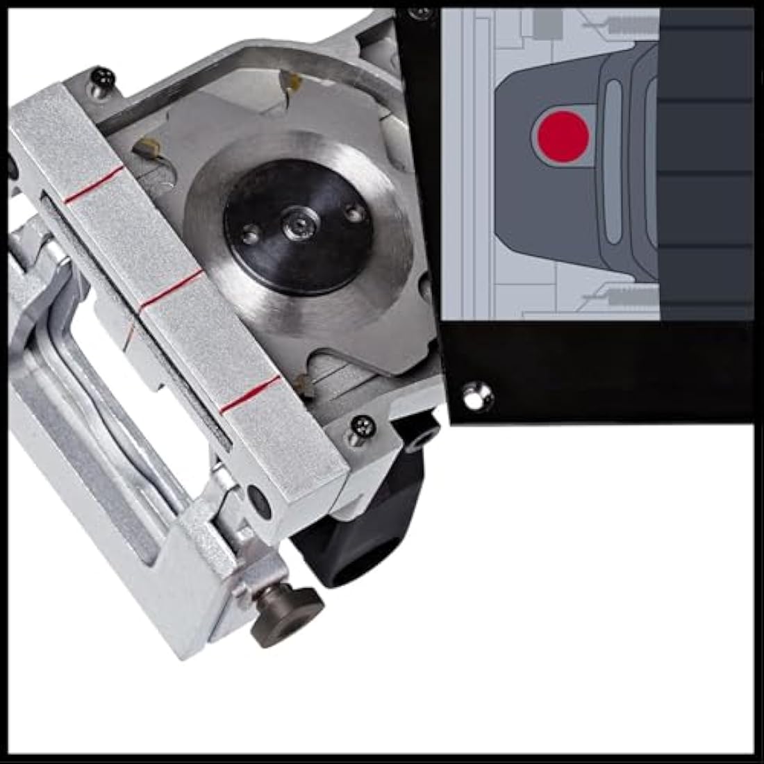 Einhell TC-BJ 900 Biscuit Jointer | 860W Plate Joiner With 100mm Mini Circular Saw Cutter, Variable Cutting Depth (Max 14mm) | Biscuit Joiner With Dust Extraction For Woodworking , Red